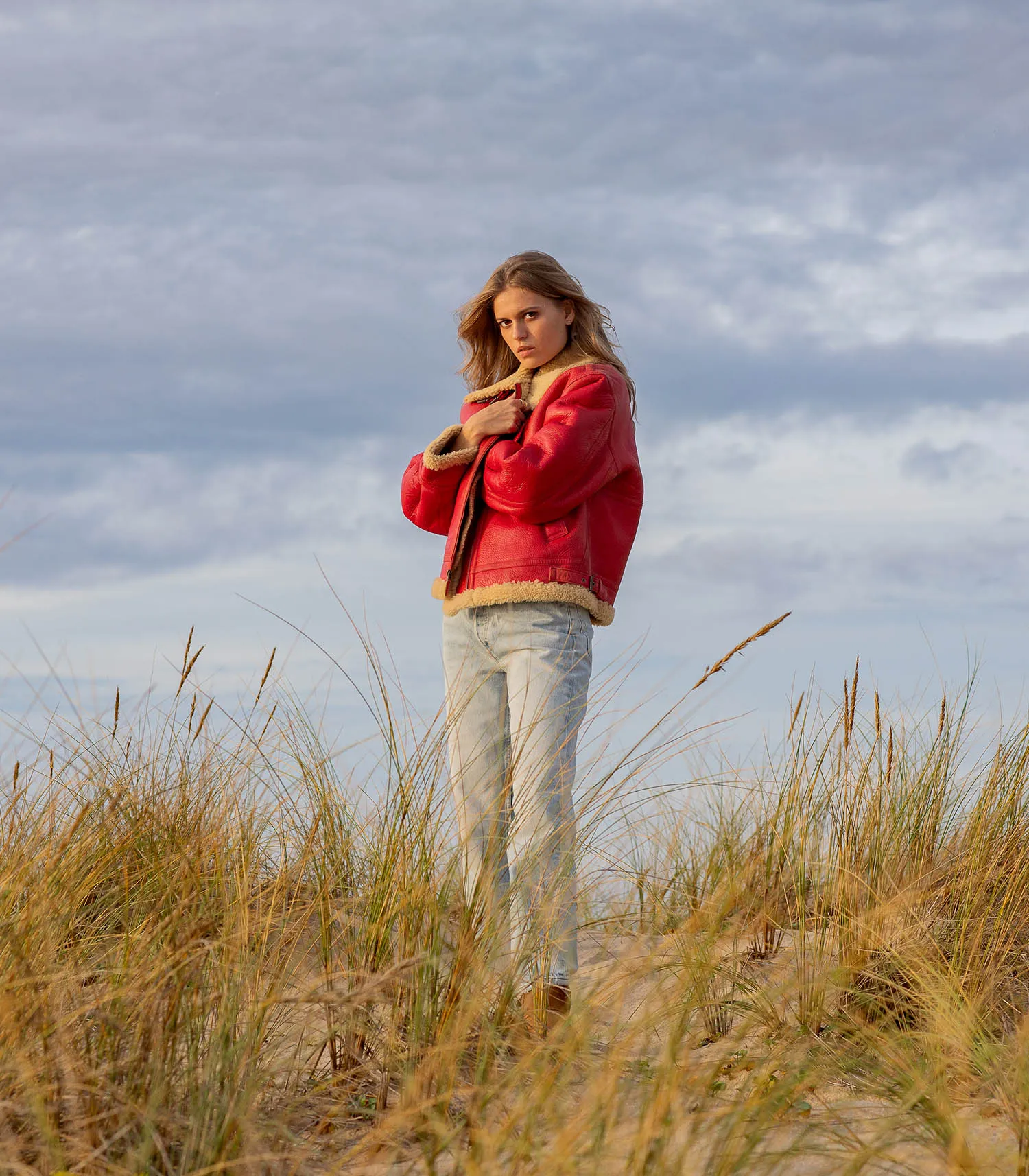 Bombardier Shearling Aviator Rouge RE/DONE - Jane de Boy