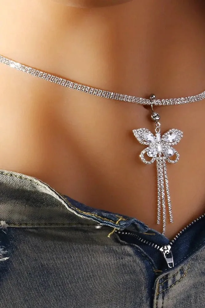 Chane de corps en strass brillant en forme de papillon