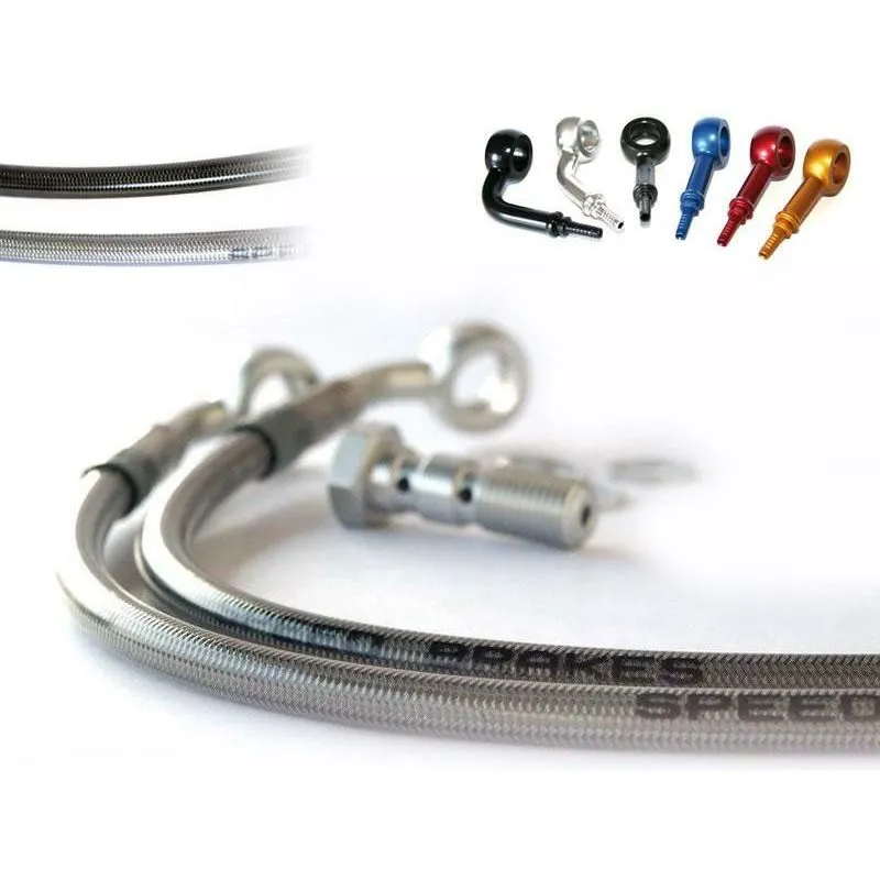 Durite de frein avant d'aviation SPEEDBRAKES carbone/raccord argent Ducati SUPERSPORT 900 SS