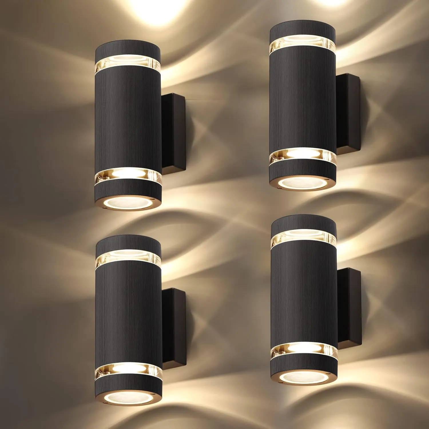 Lot 4 Luminaire Lampe Extérieur 3000K noir Vendos85 