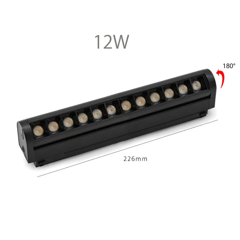 Luminaire sur rail magnétique LED noir pour salon chambre à spectre complet 2M de long