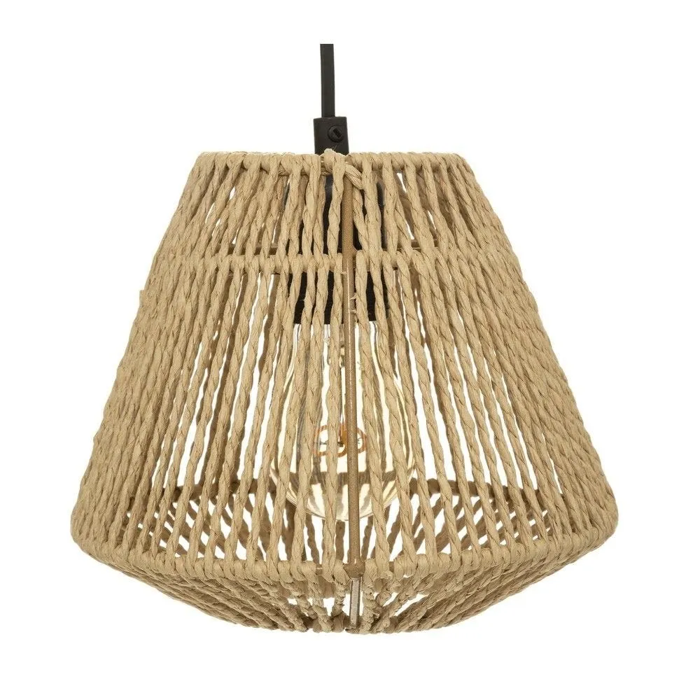 Luminaire suspension en corde 3 têtes d. 25xh. 95cm