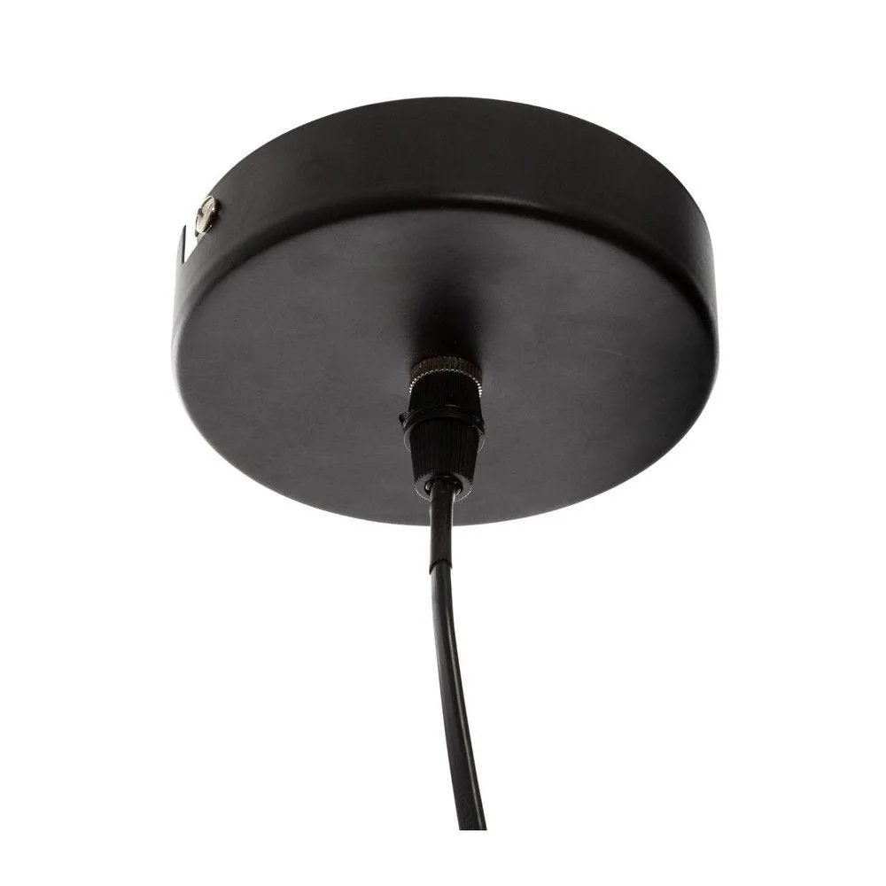 Luminaire suspension en métal noir et bois Ø94cm