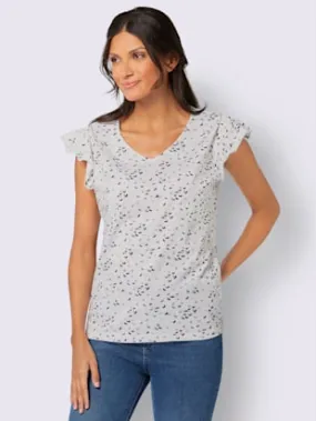 T-shirt en v imprimé papillon