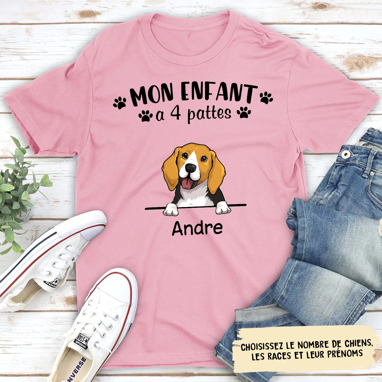 T-shirt Unisexe Personnalisé - Mon Enfant A 4 Pattes